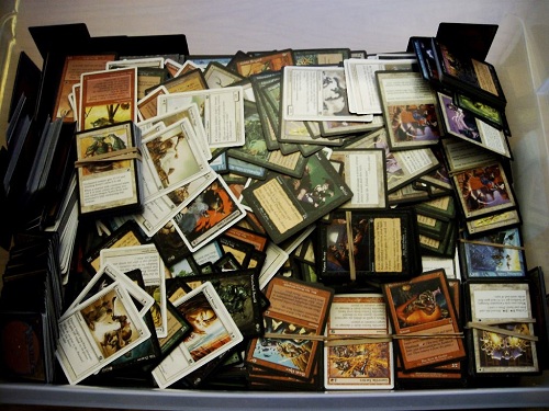 magic the gathering cards pile