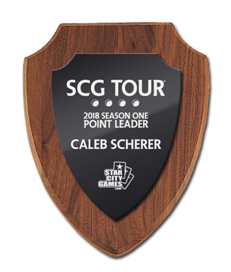 SCG TOUR plaque for 2018 Season One Point Leader Caleb Scherer